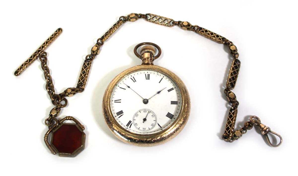 Lot 458 - A gold plated open face pocket watch by...