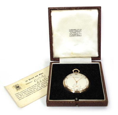 Lot 460 - A 9ct yellow gold open face dress pocket watch...