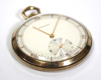 Lot 460 - A 9ct yellow gold open face dress pocket watch...