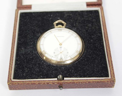 Lot 460 - A 9ct yellow gold open face dress pocket watch...