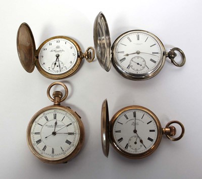 Lot 461 - A silver full hunter pocket watch by E. J....