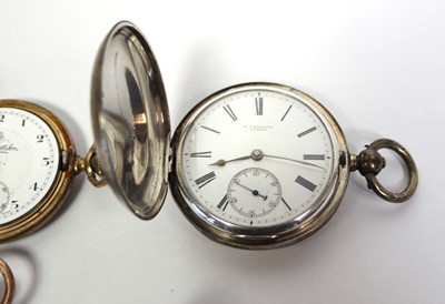 Lot 461 - A silver full hunter pocket watch by E. J....