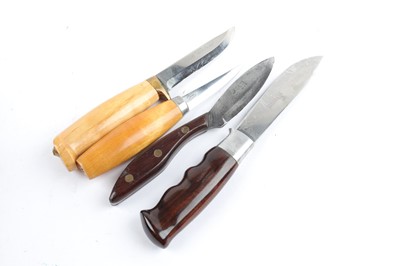 Lot 99 - Four Scandinavian hunting knives inc. Marttini...