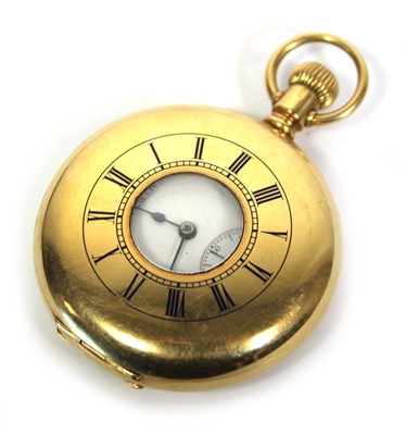 Lot 462 - An 18ct yellow gold half hunter pocket watch...