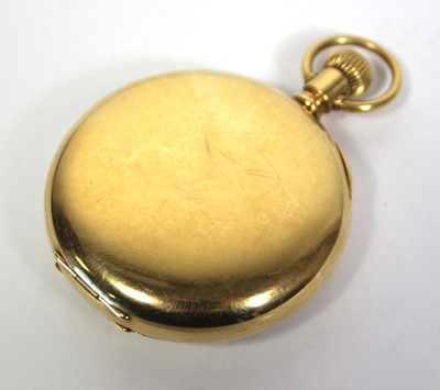 Lot 462 - An 18ct yellow gold half hunter pocket watch...