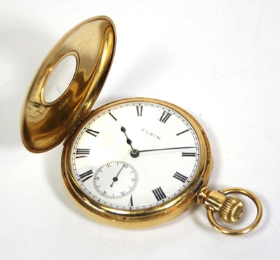 Lot 462 - An 18ct yellow gold half hunter pocket watch...