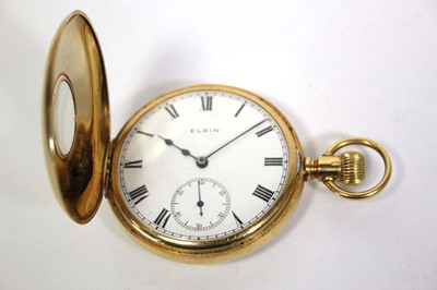 Lot 462 - An 18ct yellow gold half hunter pocket watch...
