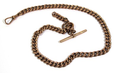 Lot 706 - A 9ct rose gold curblink watch chain with...