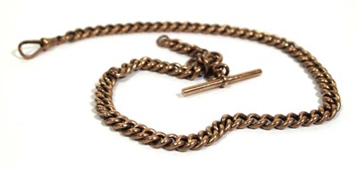 Lot 706 - A 9ct rose gold curblink watch chain with...