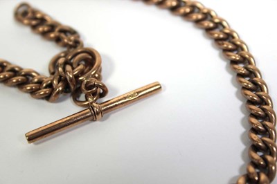 Lot 706 - A 9ct rose gold curblink watch chain with...