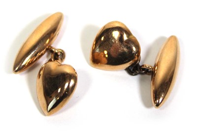 Lot 708 - A pair of 15ct yellow gold hollow cufflinks of...