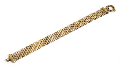 Lot 713 - A 9ct yellow gold meshlink bracelet, l. 19 cm,...