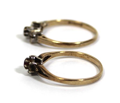 Lot 716 - Two 9ct yellow gold cluster rings set, both...