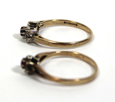 Lot 716 - Two 9ct yellow gold cluster rings set, both...