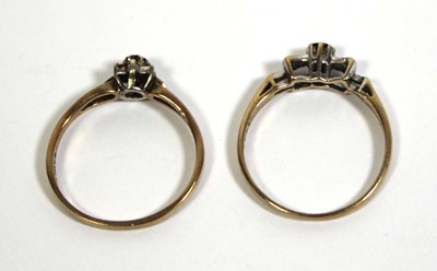 Lot 716 - Two 9ct yellow gold cluster rings set, both...