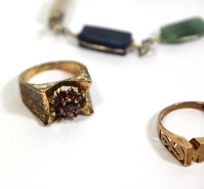 Lot 720 - A gilt metal mounted banded agate bracelet, a...