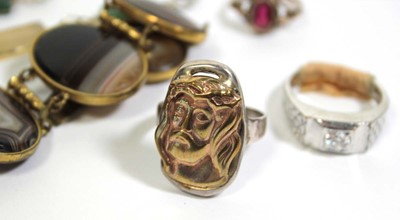 Lot 720 - A gilt metal mounted banded agate bracelet, a...