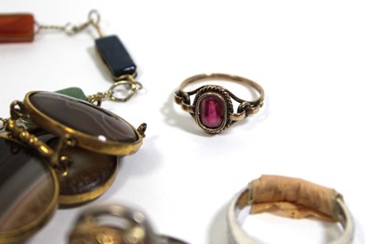 Lot 720 - A gilt metal mounted banded agate bracelet, a...
