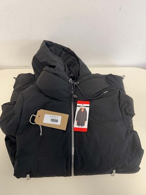 Lot 1950 - DKNY longline hooded coat in black size M