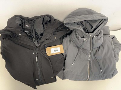 Lot 1979 - x2 DKNY hooded longline coats - both size M
