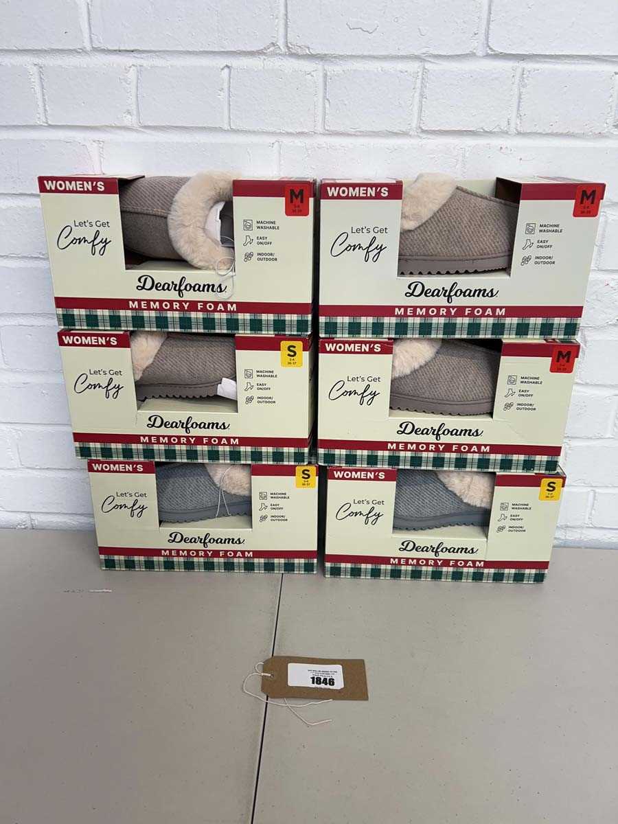 Lot x6 pairs of Dearfoam memory foam slippers