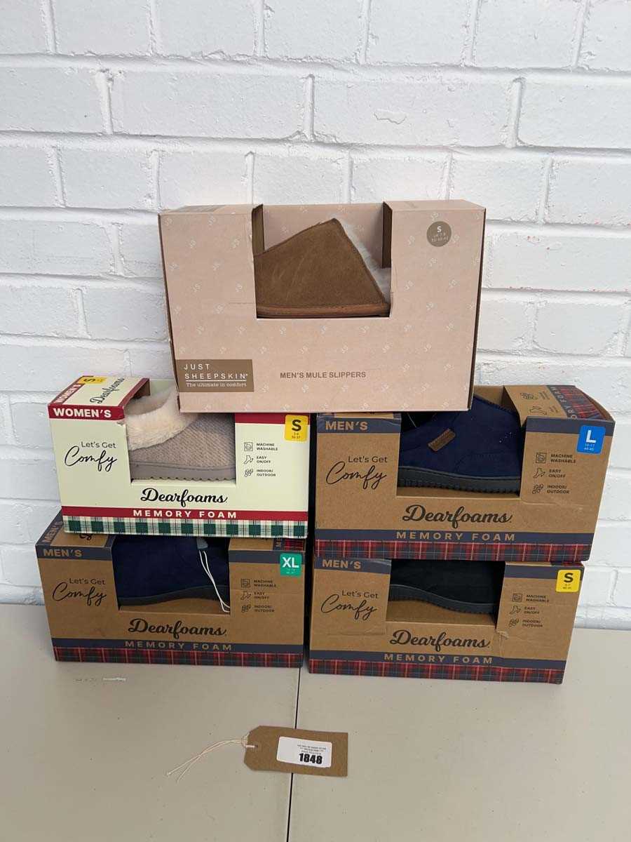 Lot x5 pairs of slippers to include Dearfoams &...