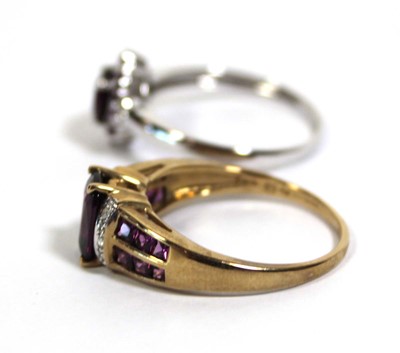 Lot 729 - Two 9ct yellow and white gold dress rings set...
