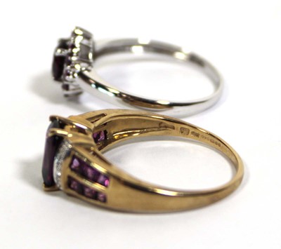 Lot 729 - Two 9ct yellow and white gold dress rings set...