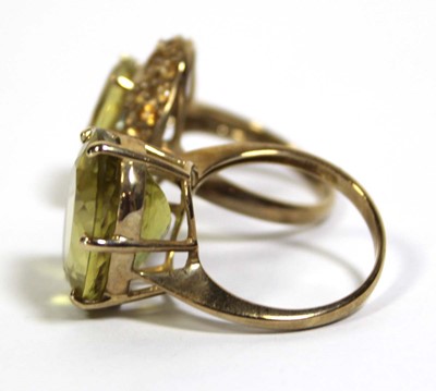 Lot 730 - Two 9ct yellow gold dress rings set yellow...