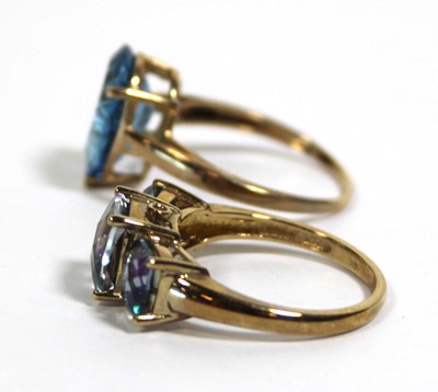 Lot 736 - Two 9ct yellow gold dress rings set...