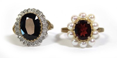 Lot 738 - Two 9ct yellow gold dress cluster rings set...