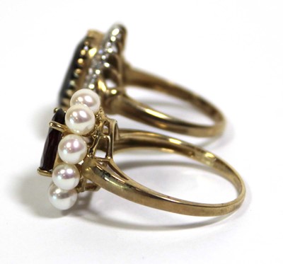 Lot 738 - Two 9ct yellow gold dress cluster rings set...