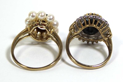 Lot 738 - Two 9ct yellow gold dress cluster rings set...