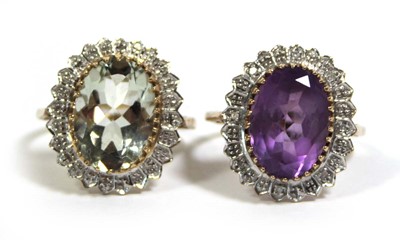Lot 739 - Two 9ct yellow gold dress cluster rings set...