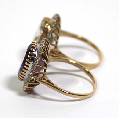 Lot 739 - Two 9ct yellow gold dress cluster rings set...