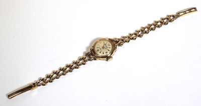 Lot 473 - A ladies 9ct yellow gold wristwatch by...