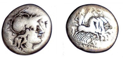 Lot Tullius denarius, circa 119 BC, obverse:...