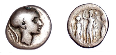 Lot Cornelia denarius, circa 112 BC, obverse: CN....