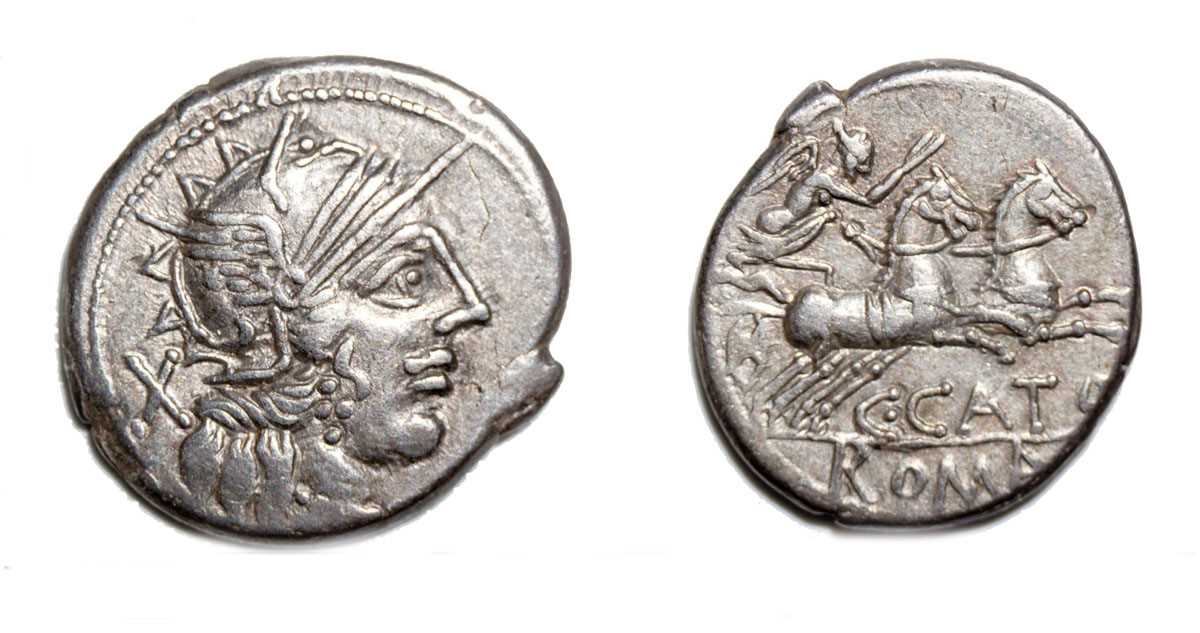 Lot Porcius Caio denarius, circa 123 BC, obverse:...