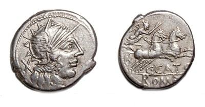 Lot Porcius Caio denarius, circa 123 BC, obverse:...