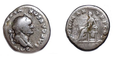 Lot Vespasian denarius, circa 75 AD, obverse: IMP...