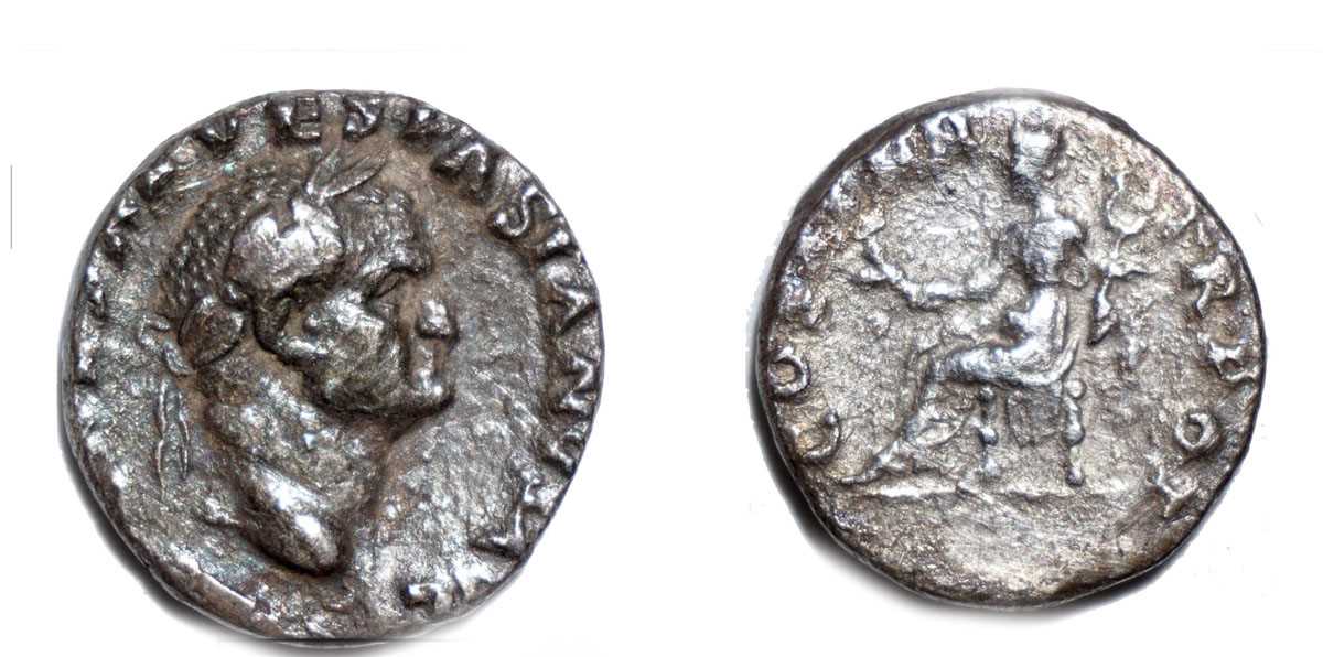 Lot Vespasian denarius, circa 70 AD, obverse: IMP...