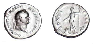 Lot Vespasian denarius, circa 75 AD, obverse: IMP...