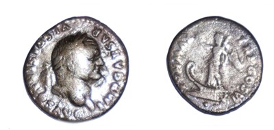 Lot Vespasian denarius, circa 75 AD, obverse: IMP...