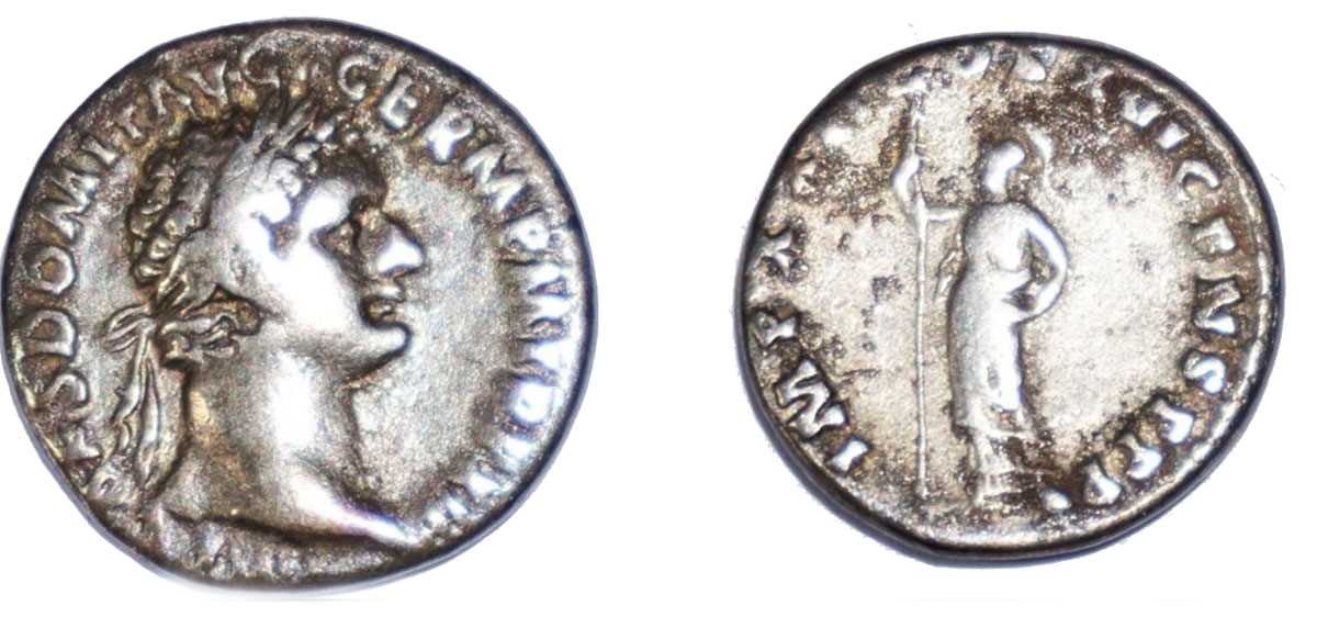 Lot Domitian denarius, circa 92 AD, obverse: IMP...