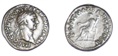 Lot Trajan denarius, circa 99 AD, obverse: IMP...