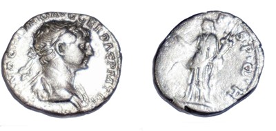 Lot Trajan denarius, circa 116 AD, obverse: IMP...