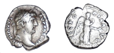 Lot 3x Hadrian denarius coins, including 135 AD,...
