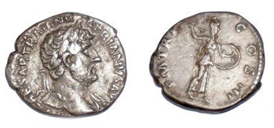 Lot 3x Hadrian denarius coins, including 135 AD,...