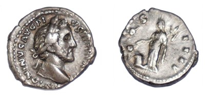 Lot 3x Antoninus Pius denarius coins, including...